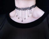 Moon & Stars Necklace - Tattoo Choker - Grunge Choker