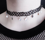 Moon & Stars Necklace - Tattoo Choker - Grunge Choker