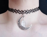 Moon & Stars Necklace - Tattoo Choker - Grunge Choker