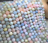 Morganite Loose Beads Round Faceted 8mm Nature for Jewelry Necklace