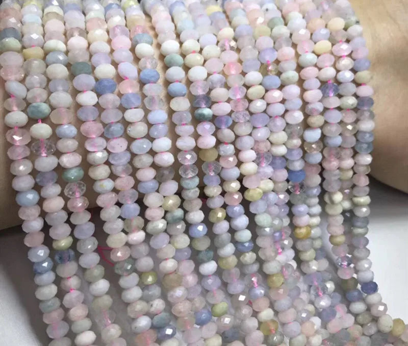 Morganite Loose Beads Roundel Faceted 4*6mm for Jewelry Making 14 Inch