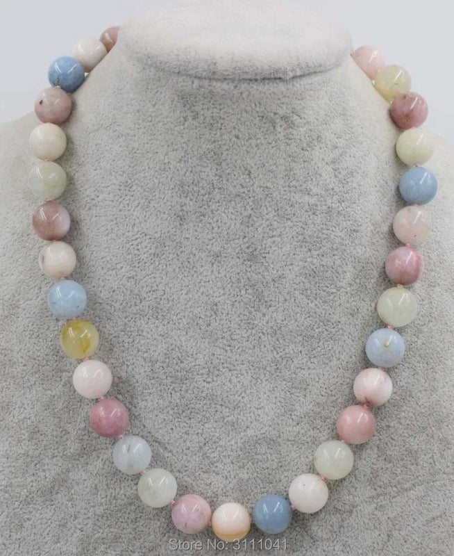Morganite Round Bead Necklace 17inch