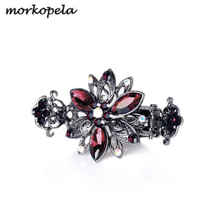 Vintage Crystal Hair Claw Crab Jewelry Flower Peacock Hair Clip