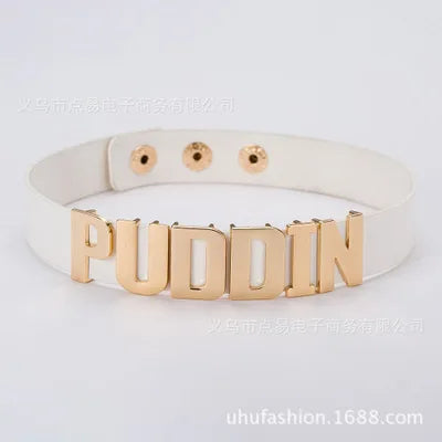 Quinn choker PUDDIN letter necklace Women Quinn cosplay birthday present