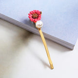 Arrival Pink Copper Enamel Flowers Barrettes Hair Pin Wholesale