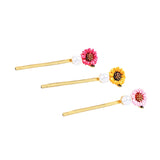 Arrival Pink Copper Enamel Flowers Barrettes Hair Pin Wholesale