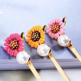 Arrival Pink Copper Enamel Flowers Barrettes Hair Pin Wholesale