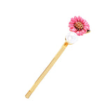 Arrival Pink Copper Enamel Flowers Barrettes Hair Pin Wholesale