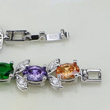 Multi-Color CZ 925 Silver Charm Bracelet for Women