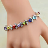 Multi-Color CZ 925 Silver Charm Bracelet for Women
