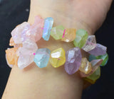 Multicolor Blurry Quartz Baroque Faceted Bracelet 7.5in