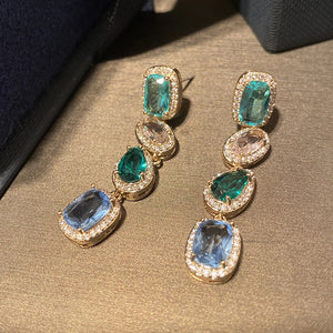 Multicolor CZ Fancy Earrings for Bridal Wedding