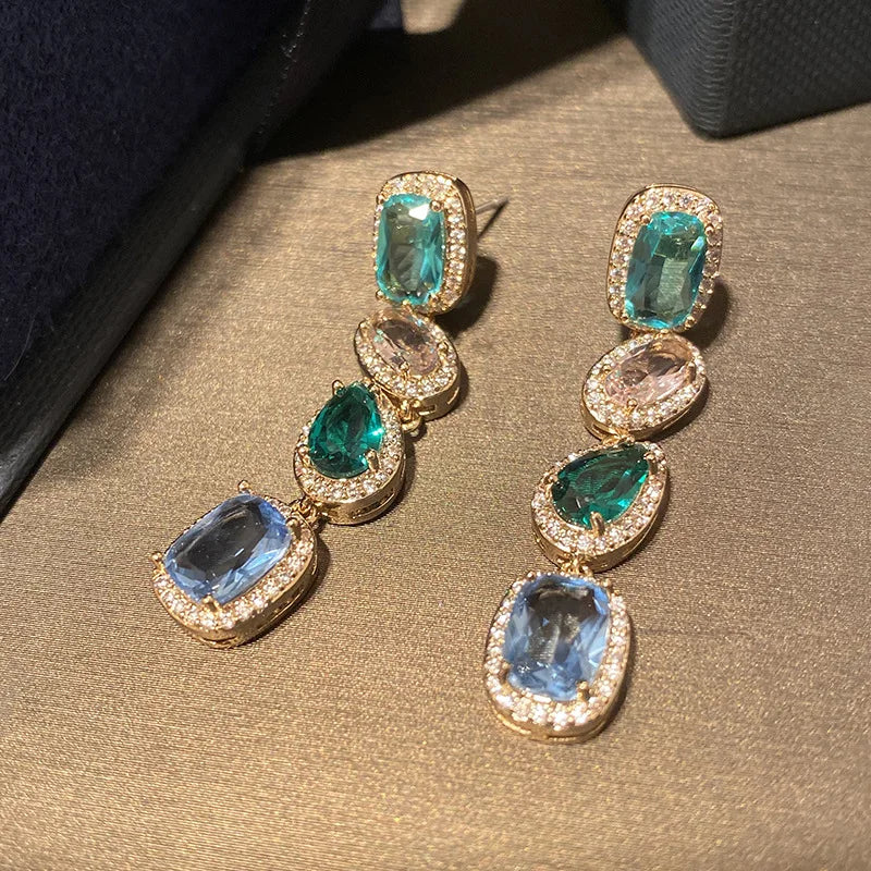 Multicolor CZ Fancy Earrings for Bridal Wedding