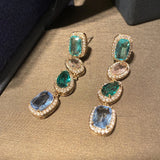 Multicolor CZ Fancy Earrings for Bridal Wedding