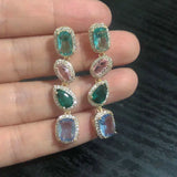 Multicolor CZ Fancy Earrings for Bridal Wedding