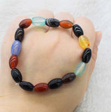 Multicolor Agate Bracelet 7.5in Beads Nature