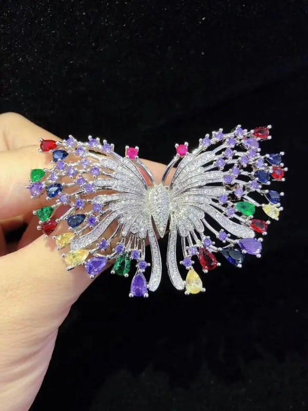 Multicolor Zircon Butterfly Brooch Beads Nature Unique