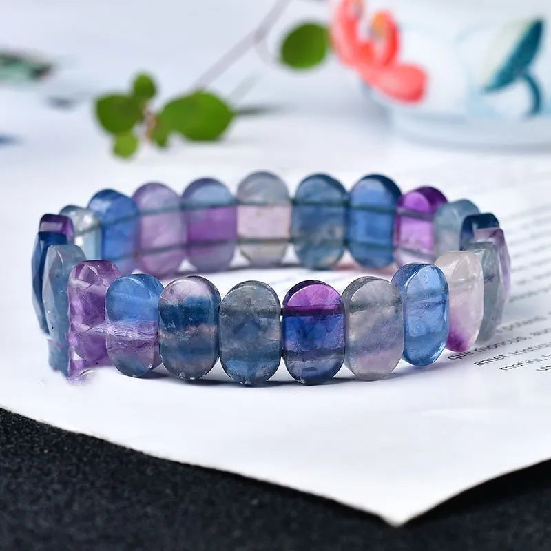 Purple Fluorite Bangle Bracelet - Nature-Inspired Jewelry