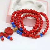 Red Cinnabar 6mm 108 Beads Pendant Bracelet B807