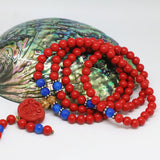 Red Cinnabar 6mm 108 Beads Pendant Bracelet B807