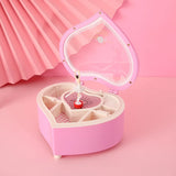 Romantic Love Heart Ballerina Music Box Jewelry Storage Case