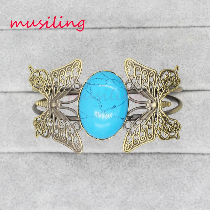 Vintage Bronze Natural Stone Bangle for Women