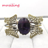 Vintage Bronze Natural Stone Bangle for Women
