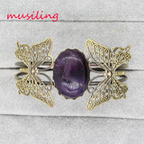 Vintage Bronze Natural Stone Bangle for Women