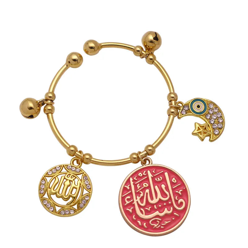 Muslim Allah Crescent Moon Star Copper Baby Bangles