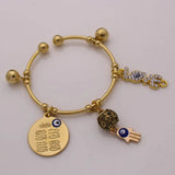 Muslim Hamsa Hand of Fatima 4 Qul Suras Copper Baby Child Bracelets