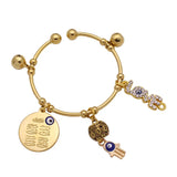 Muslim Hamsa Hand of Fatima 4 Qul Suras Copper Baby Child Bracelets
