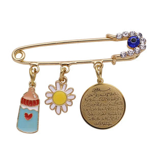 Muslim Islam Ayatul Kursi Pink Brooch Baby Pin Stainless Steel