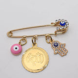 Muslim Islam Allah Evil Eye Stainless Steel Pink Brooch Baby Pin