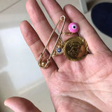 Muslim Islam Allah Evil Eye Stainless Steel Pink Brooch Baby Pin