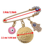 Muslim Islam Allah Evil Eye Stainless Steel Pink Brooch Baby Pin