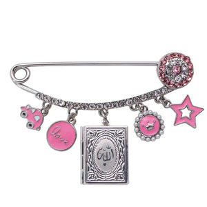 Muslim Islam Koran Book Allah Pink Brooch Baby Pin