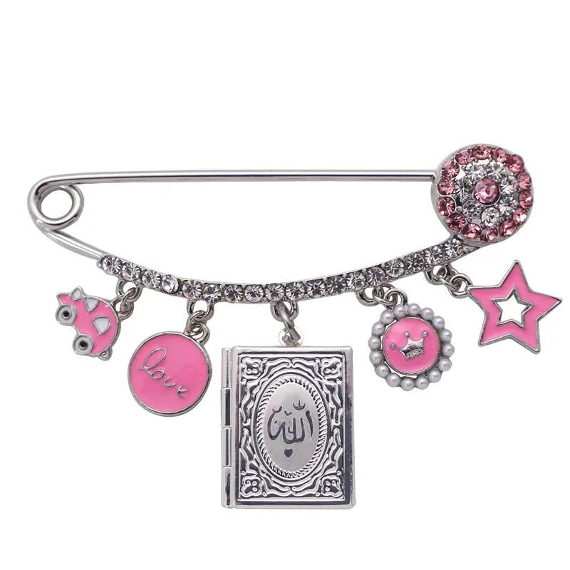 Muslim Islam Koran Book Allah Pink Brooch Baby Pin