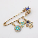 Muslim Islam Hamsa Hand of Fatima Evil Eye Stainless Steel Brooch Baby Pin