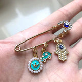 Muslim Islam Hamsa Hand of Fatima Evil Eye Stainless Steel Brooch Baby Pin