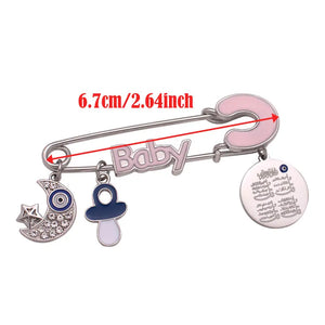 Muslim Quran Four Qul Suras Crescent Moon Star Amulet Baby Pin