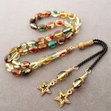Muslim Resin Tasbih Prayer Beads Oval Shape 33 Beads Metal Tassel Gift