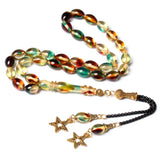 Muslim Resin Tasbih Prayer Beads Oval Shape 33 Beads Metal Tassel Gift