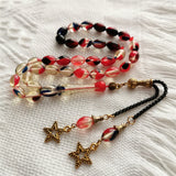 Muslim Tasbih 33 Prayer Beads Red Resin 7*11mm Metal Tassel Islam Bracelet