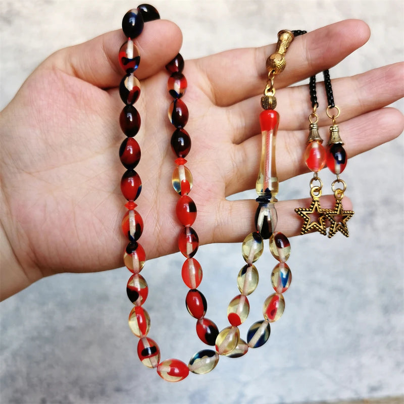 Muslim Red Resin Tasbih 33 Prayer Beads Bracelet Eid al-Adha Gift