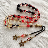 Muslim Tasbih 33 Prayer Beads Red Resin 7*11mm Metal Tassel Islam Bracelet