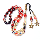 Muslim Tasbih 33 Prayer Beads Red Resin 7*11mm Metal Tassel Islam Bracelet