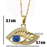 Muslim Evil Eye Crystal Pendant Necklace, Charm Islam Gift Jewelry