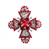 Baroque Cross Red Rhinestone Brooch Pin Vintage Jewelry