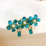 Chinese Glass Flower Hair Pins Wedding Hair Jewelry