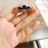 Chinese Glass Flower Hair Pins Wedding Hair Jewelry